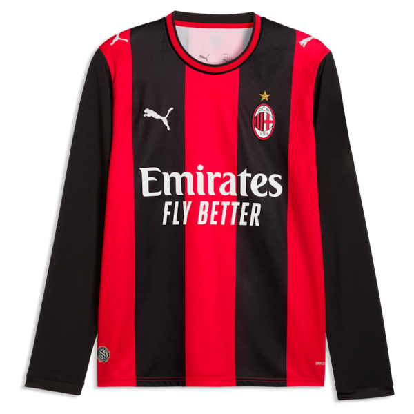 Puma Christian Pulisic AC Milan 2026/27 Home Replica Long Sleeve Jersey Black/Red