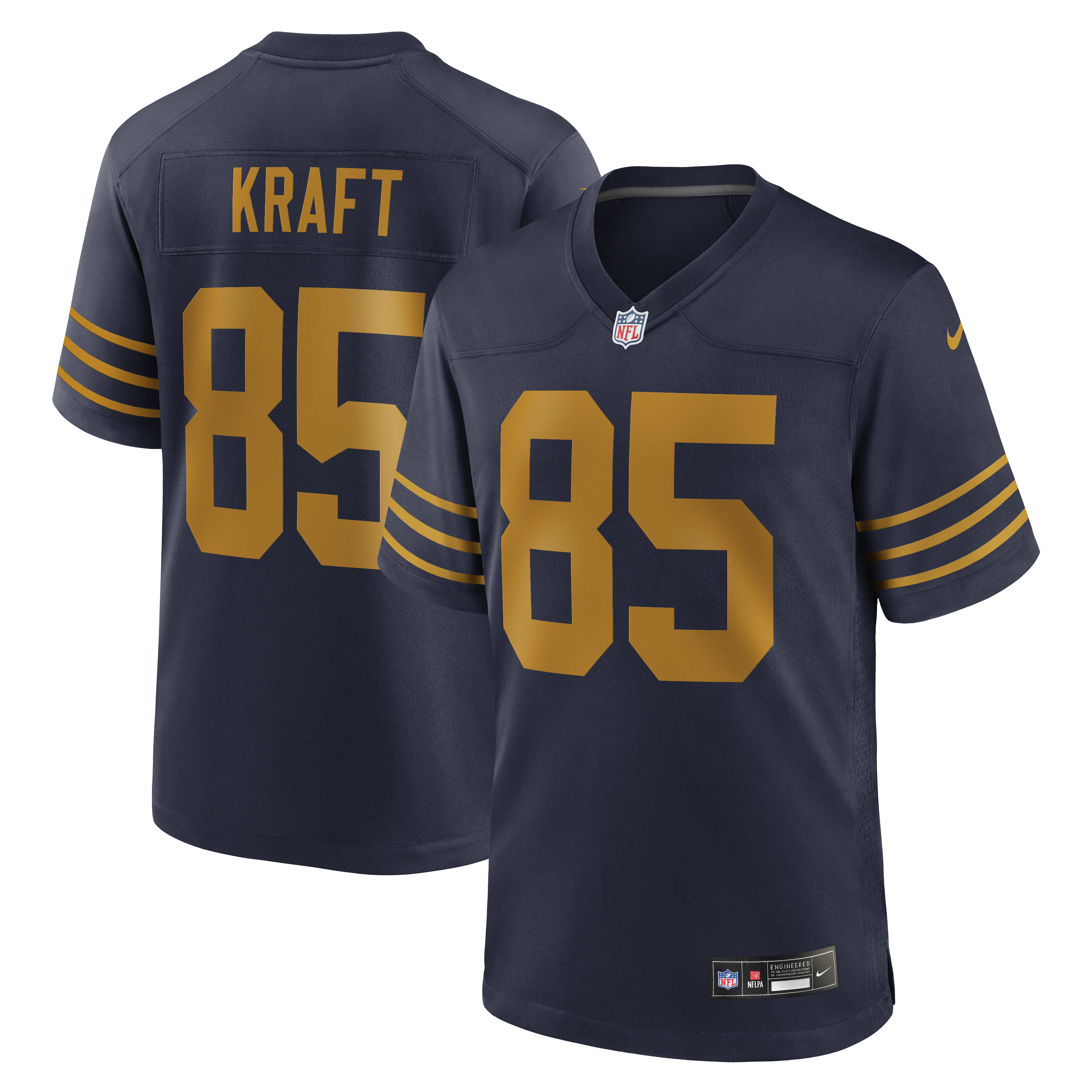 Custom Tucker Kraft Green Bay Packers Alternate Game Jersey Navy