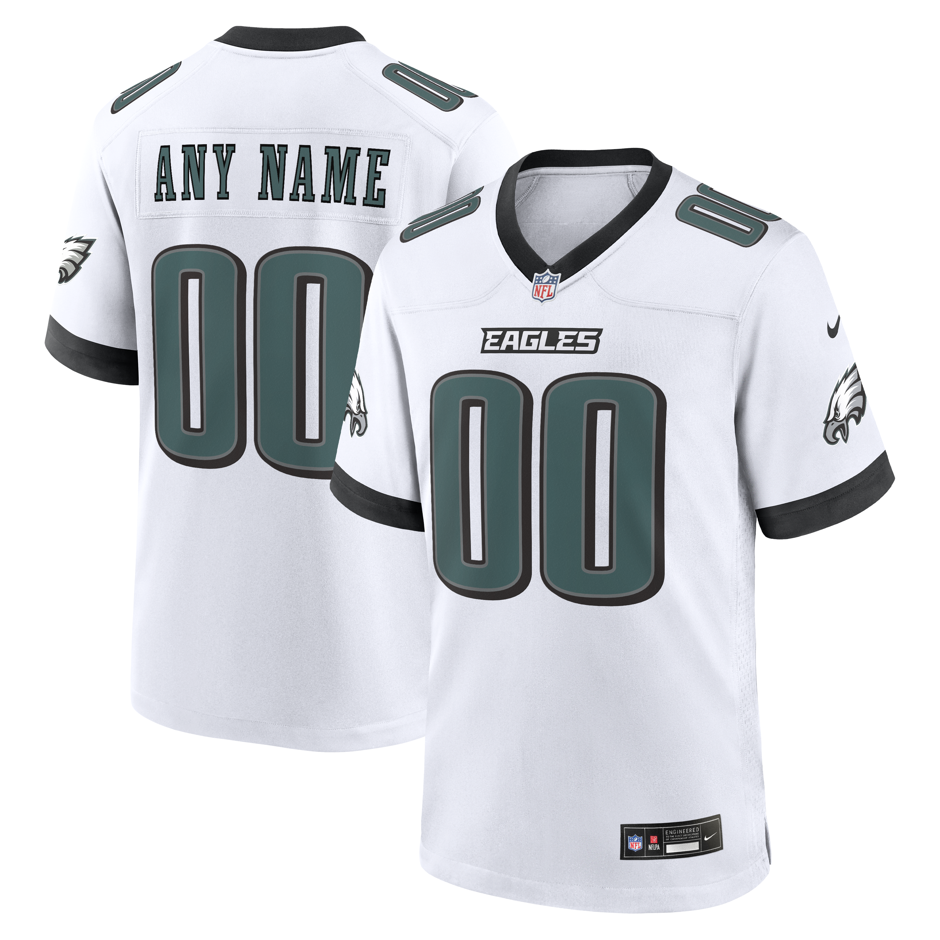 Custom Philadelphia Eagles Custom Game Jersey White
