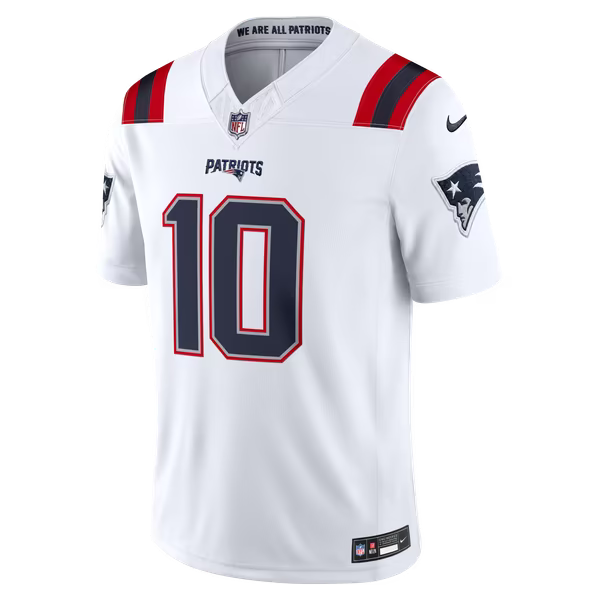 Drake Maye New England Patriots Nike Vapor F.U.S.E. Stitched Limited Jersey - White
