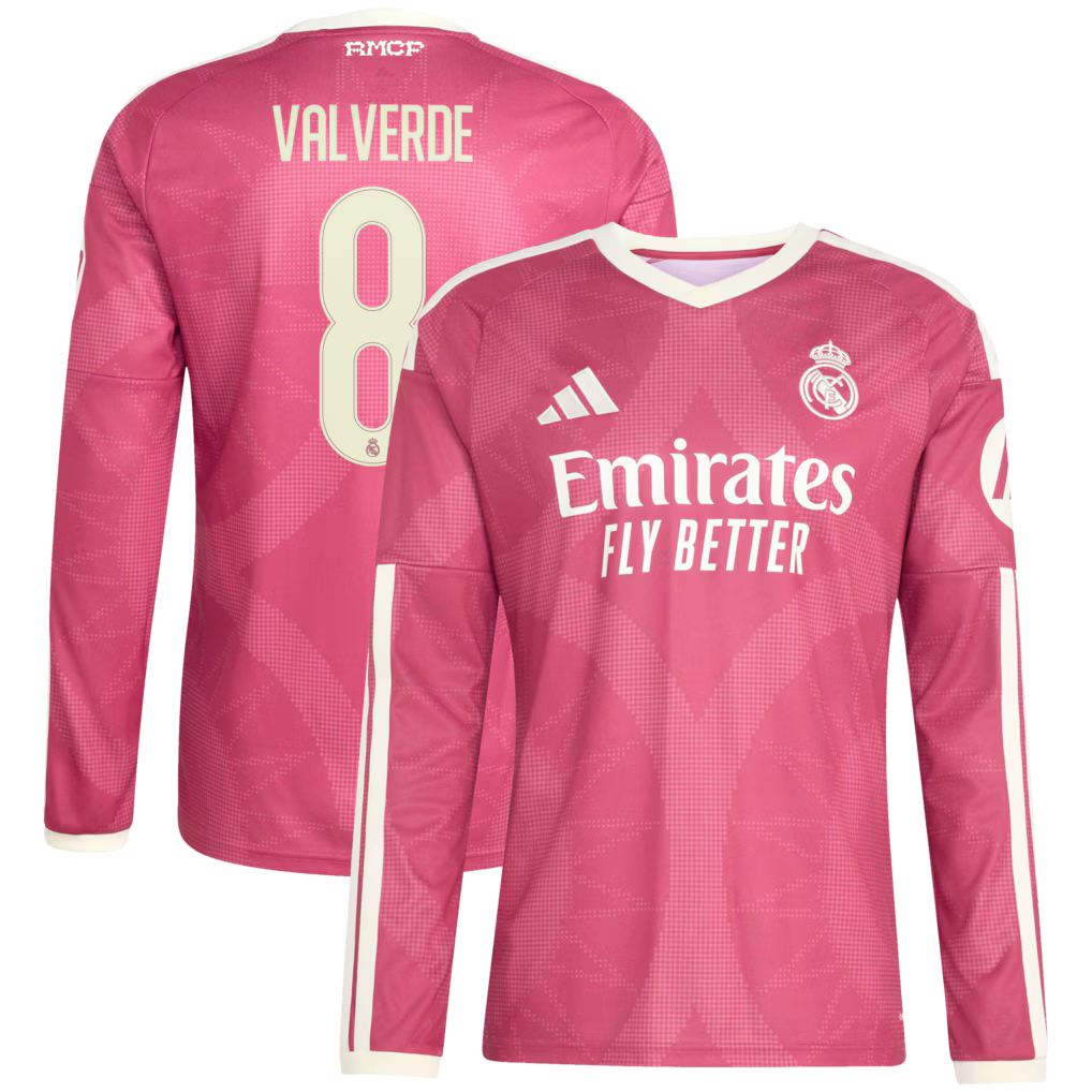 Federico Valverde Real Madrid adidas 2026/27 Third Replica Long Sleeve Jersey - Pink