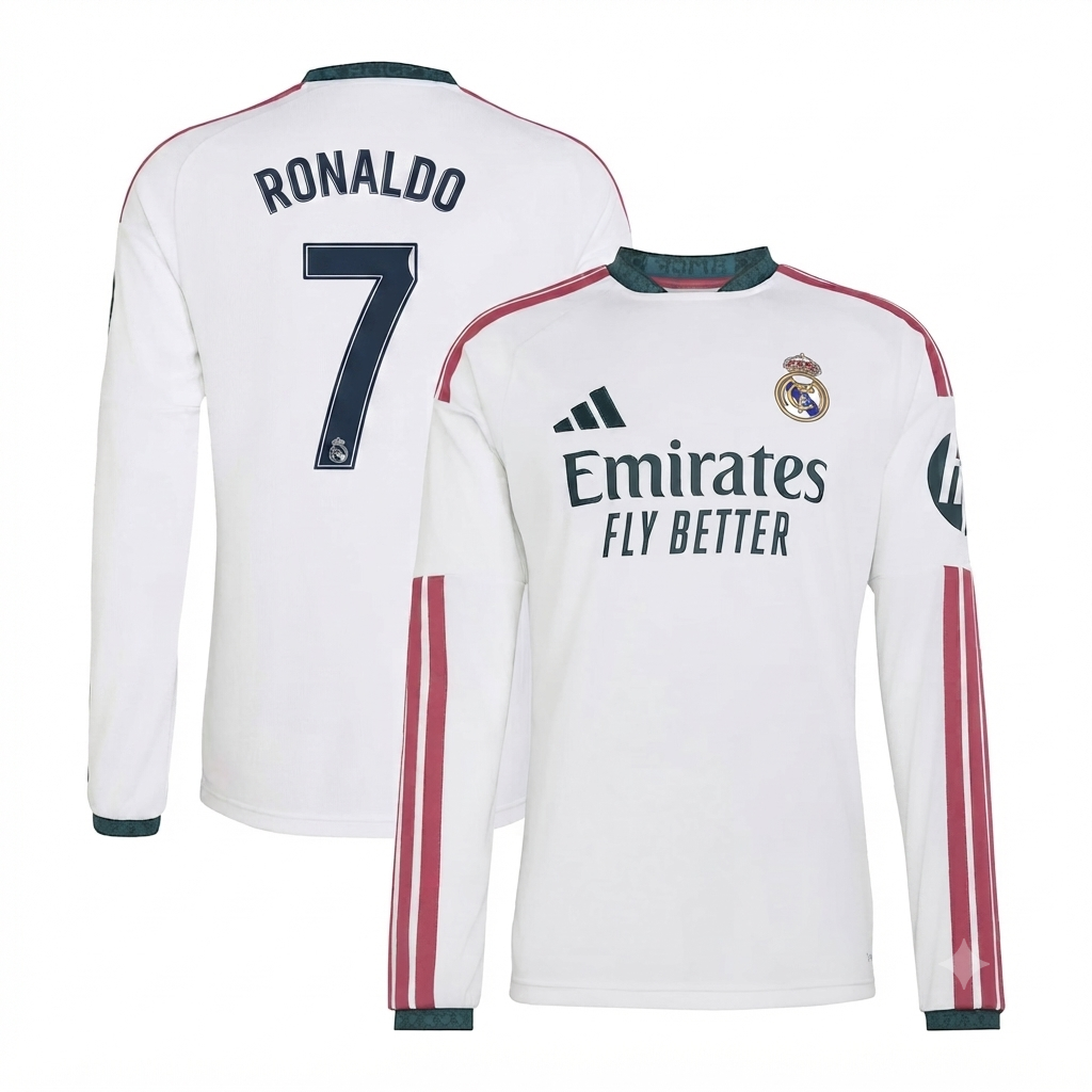 Cristiano Ronaldo 7 Real Madrid  2026/27 Home  Long Sleeve Replica Jersey - White