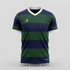 JERSEY INTL (JI) Branded 'Classic Hoop' Navy & Forest Green Striped Soccer Jersey - Performance Kit - Adult