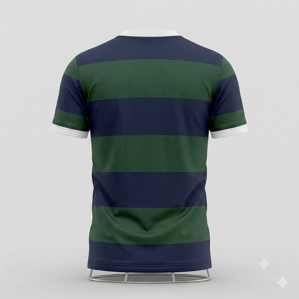 JERSEY INTL (JI) Branded 'Classic Hoop' Navy & Forest Green Striped Soccer Jersey - Performance Kit - Adult