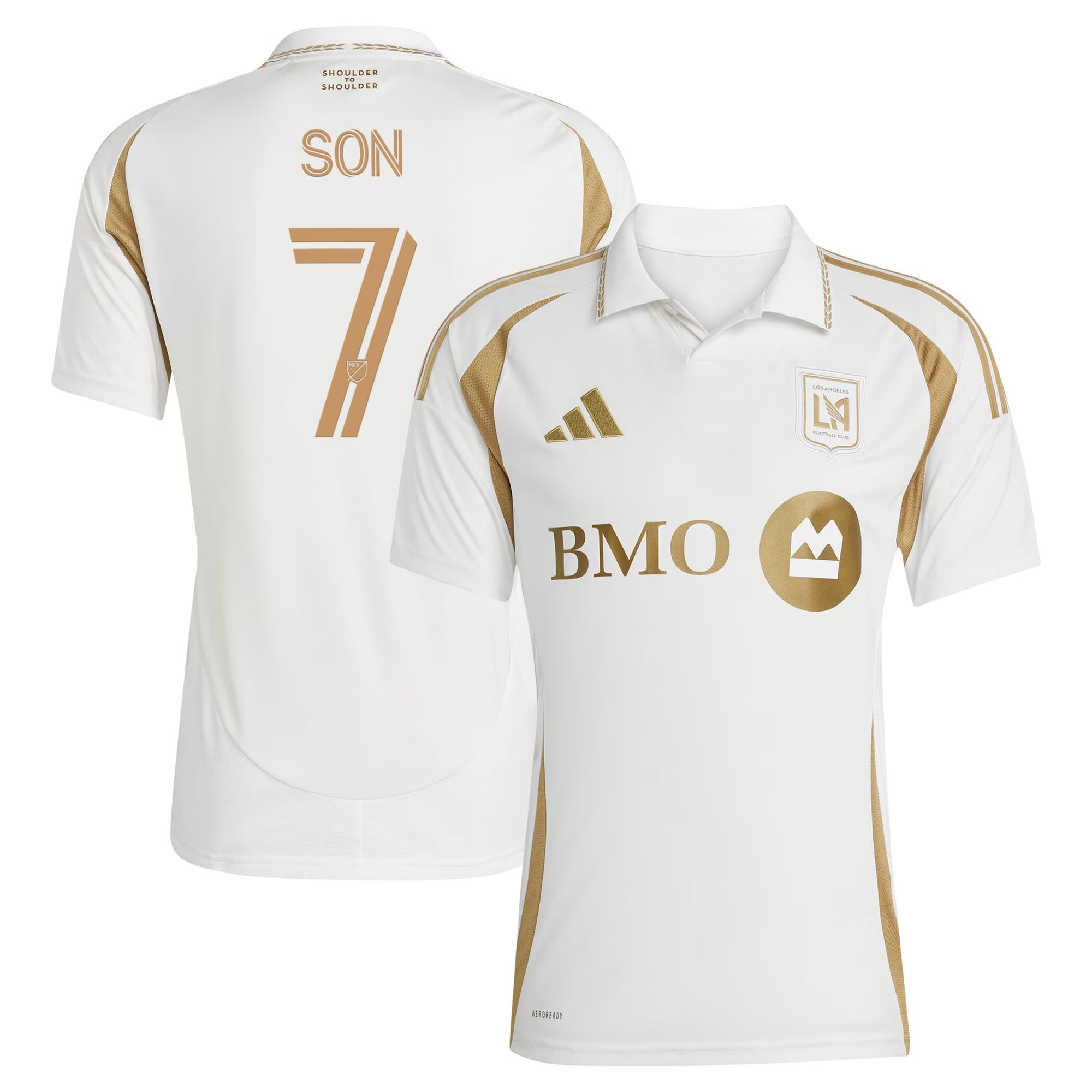 JERSEY INTL (JI) - Los Angeles White & Gold Short Sleeve Soccer Jersey (#7 Son Edition)