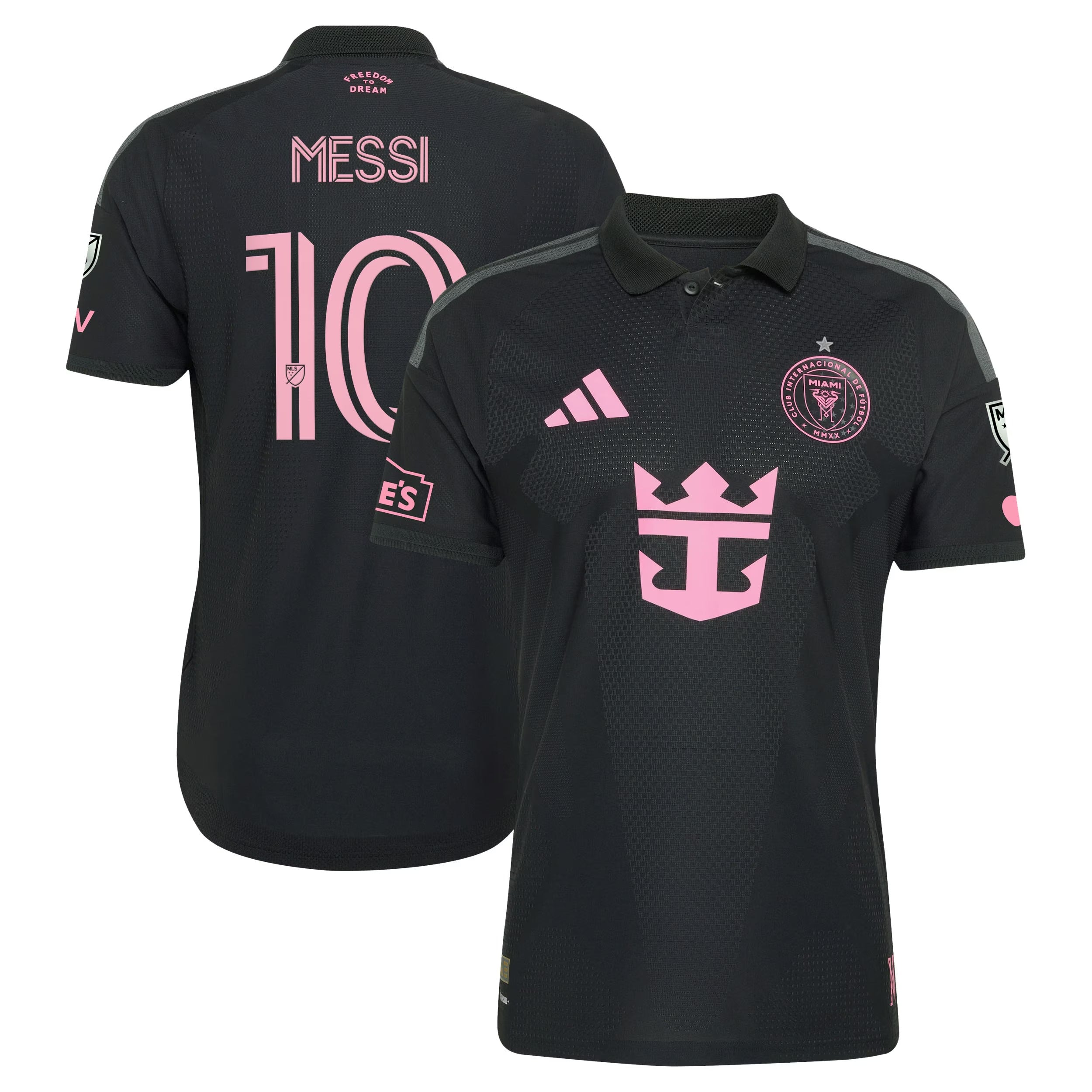 JERSEY INTL (JI) - Miami Themed Black & Gold Short Sleeve Soccer Jersey (#10 Messi Edition)