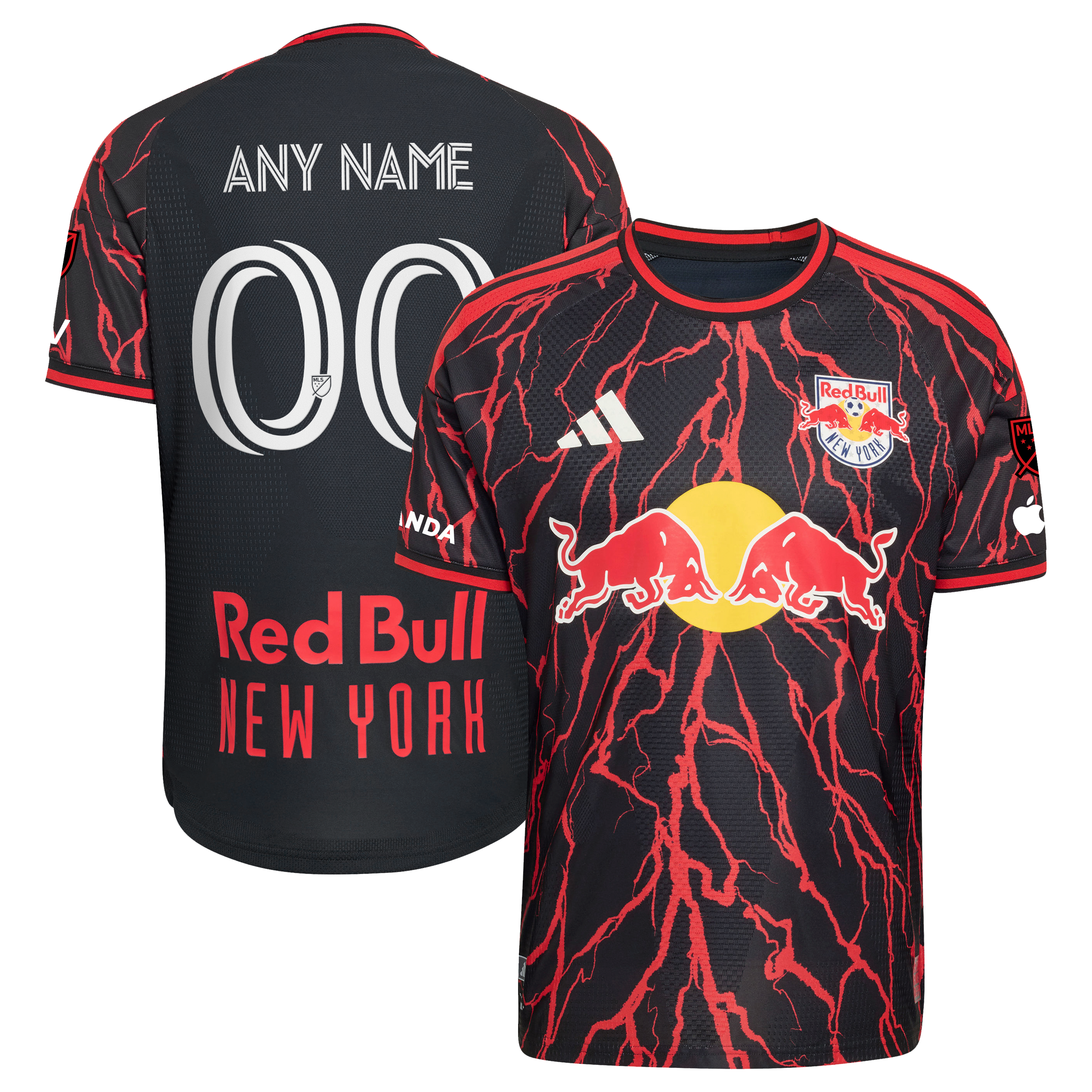 JERSEY INTL (JI) - New York Black & Red Short Sleeve Soccer Jersey (Custom Player Edition)