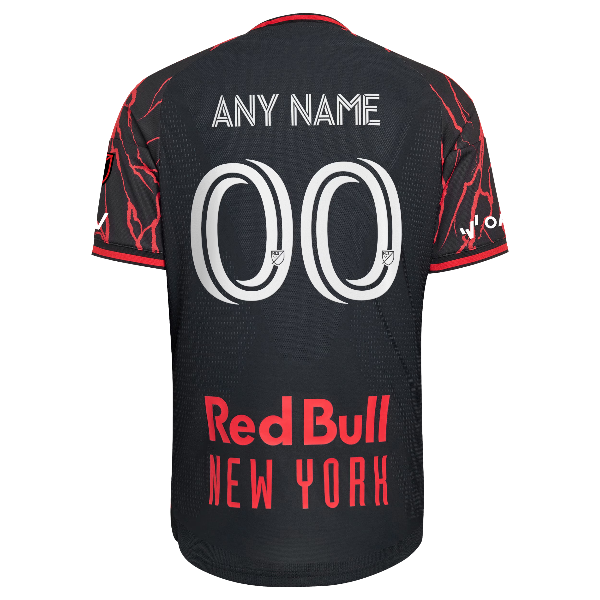 JERSEY INTL (JI) - New York Black & Red Short Sleeve Soccer Jersey (Custom Player Edition)