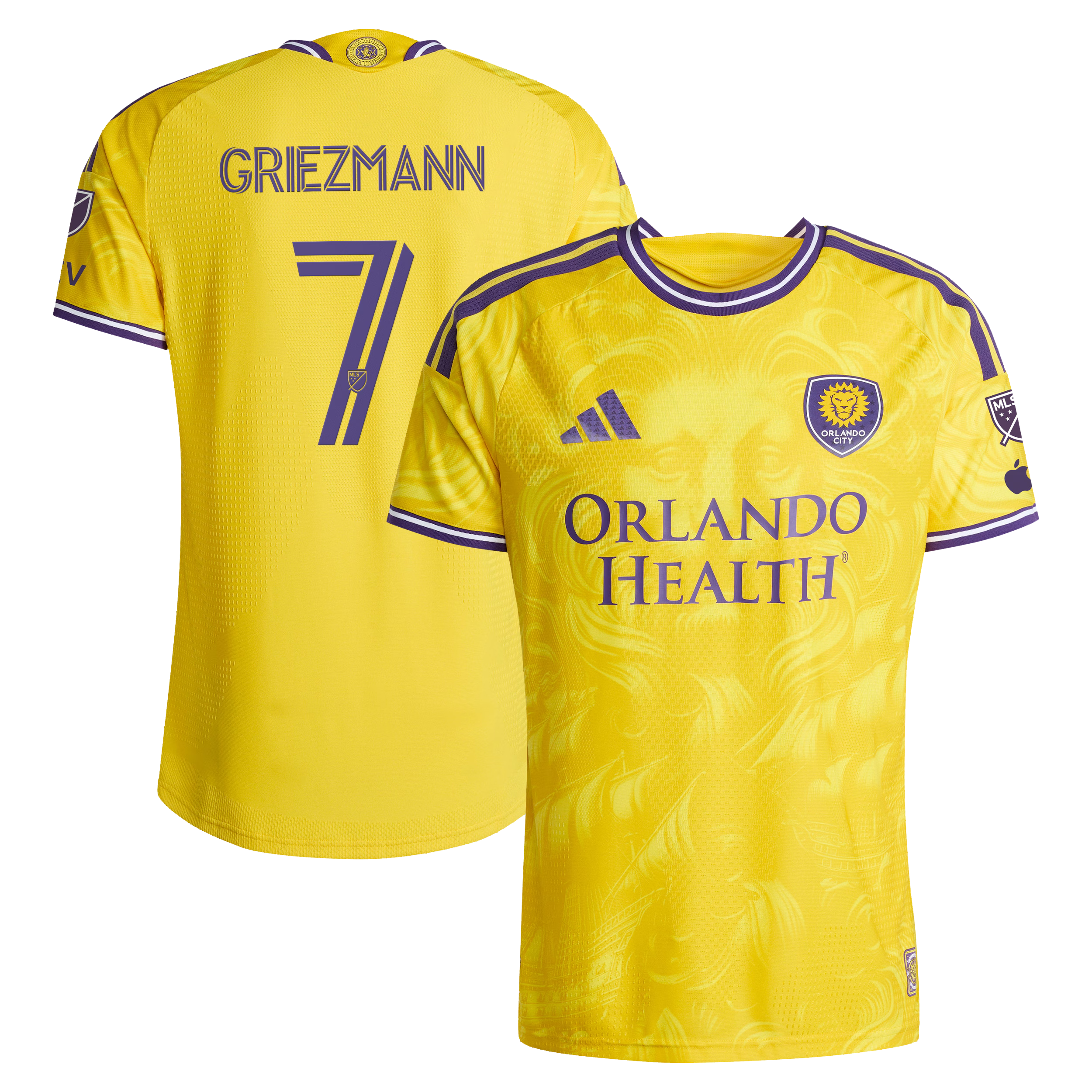 JERSEY INTL (JI) - Orlando Gold & Purple Short Sleeve Soccer Jersey (#7 Griezmann Edition)