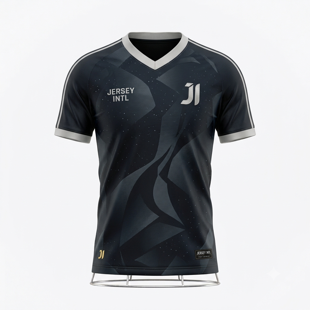 JERSEY INTL (JI) Branded 'Cosmic Stealth' Carbon & Platinum Performance Soccer Jersey - Elite Series Kit