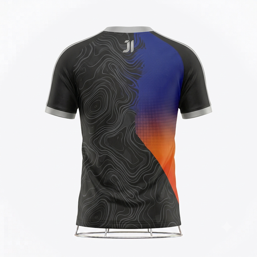 JERSEY INTL (JI) Branded 'Topo Horizon' Charcoal Contour & Halftone Gradient Performance Soccer Jersey - Elite Series Kit