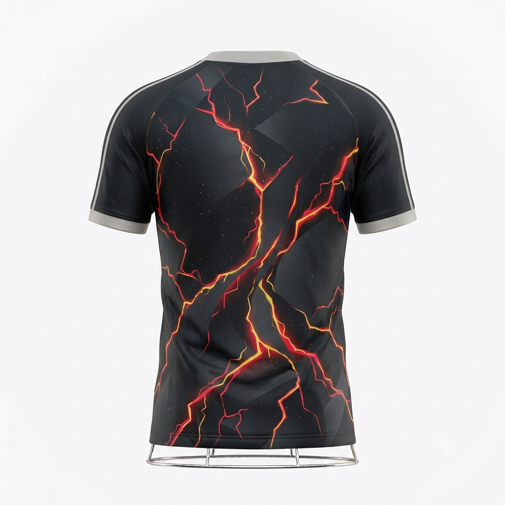 JERSEY INTL (JI) Branded 'Volcanic Strike' Charcoal & Magma Red Performance Soccer Jersey - Elite Series Kit
