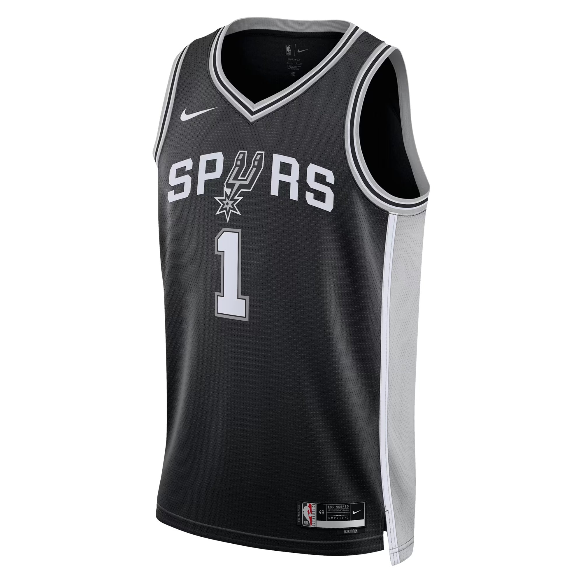 JERSEY INTL (JI) Victor Wembanyama San Antonio Spurs Unisex Swingman Jersey - Icon Edition - Black