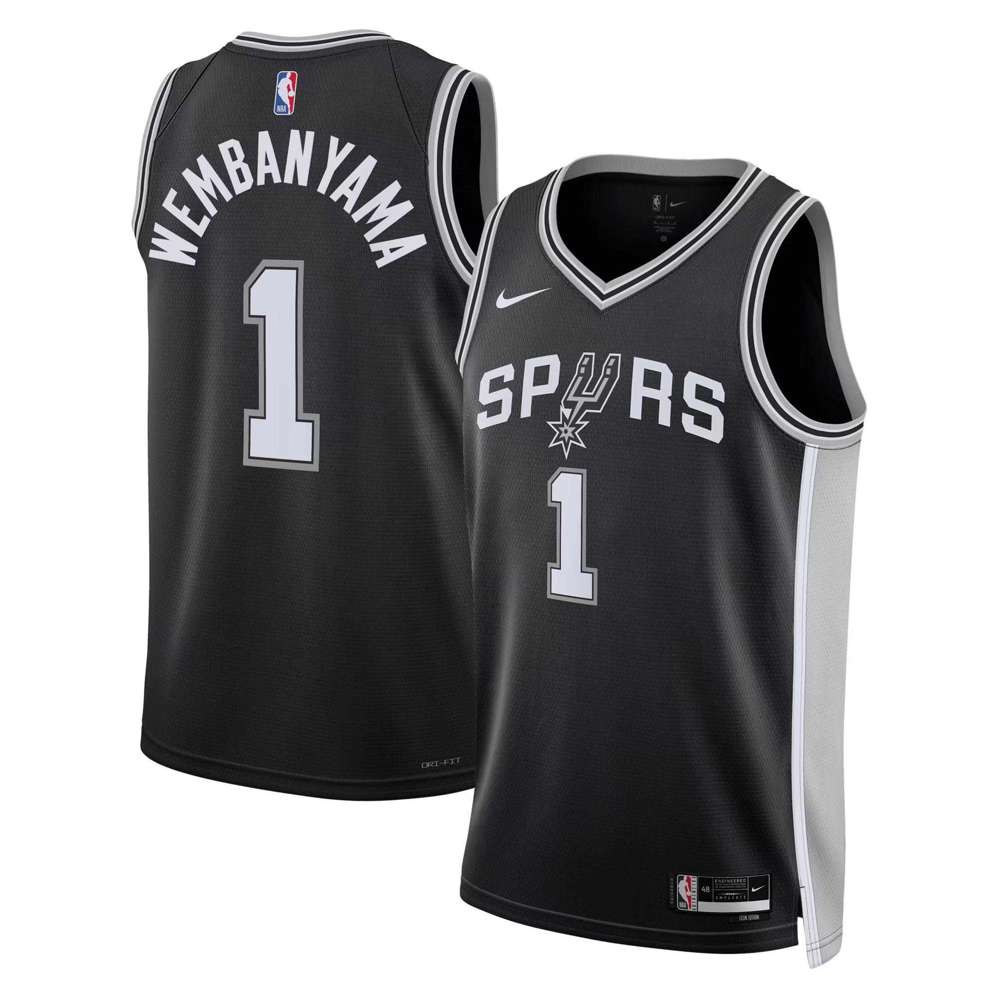 JERSEY INTL (JI) Victor Wembanyama San Antonio Spurs Unisex Swingman Jersey - Icon Edition - Black