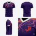 JERSEY INTL (JI) Branded Amethyst Storm Purple Soccer Jersey - Lava Orange Lightning Graphic - Adult Performance Football Shirt