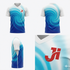 JERSEY INTL (JI) Branded Arctic Vortex White Soccer Jersey - Deep Blue to Cyan Gradient - Adult Performance Football Shirt