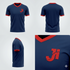 JERSEY INTL (JI) Branded Men’s Navy & Red Performance Soccer Jersey – Adult Short-Sleeve Football Shirt