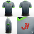 JERSEY INTL (JI) Branded Quantum Fade Grey-to-Black Gradient Soccer Jersey - Electric Lime Accents - Adult Performance Football Shirt