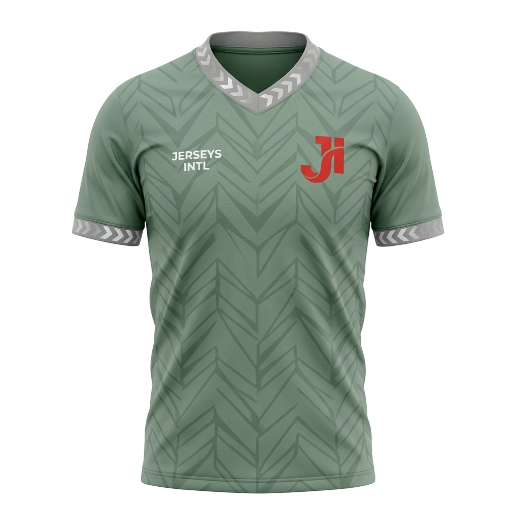 JERSEY INTL (JI) Branded Reflex Eco Sustainable Performance Jersey - Sage Green &amp; Reflective Silver - Adult Recycled Athletic Shirt