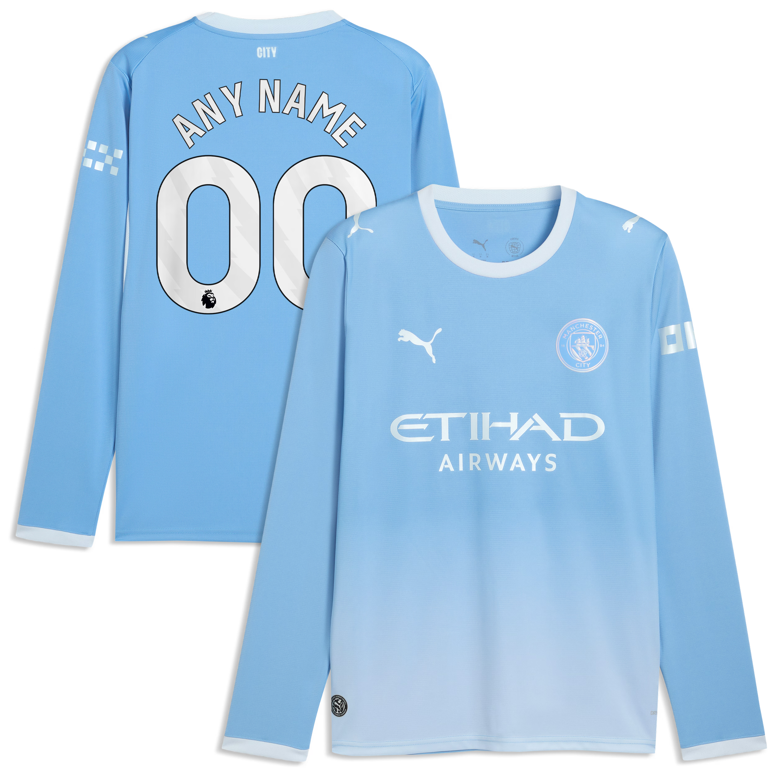 Official Manchester City  2026/27 Home Replica Long Sleeve Custom Jersey - Light Blue - Jersey Teams World