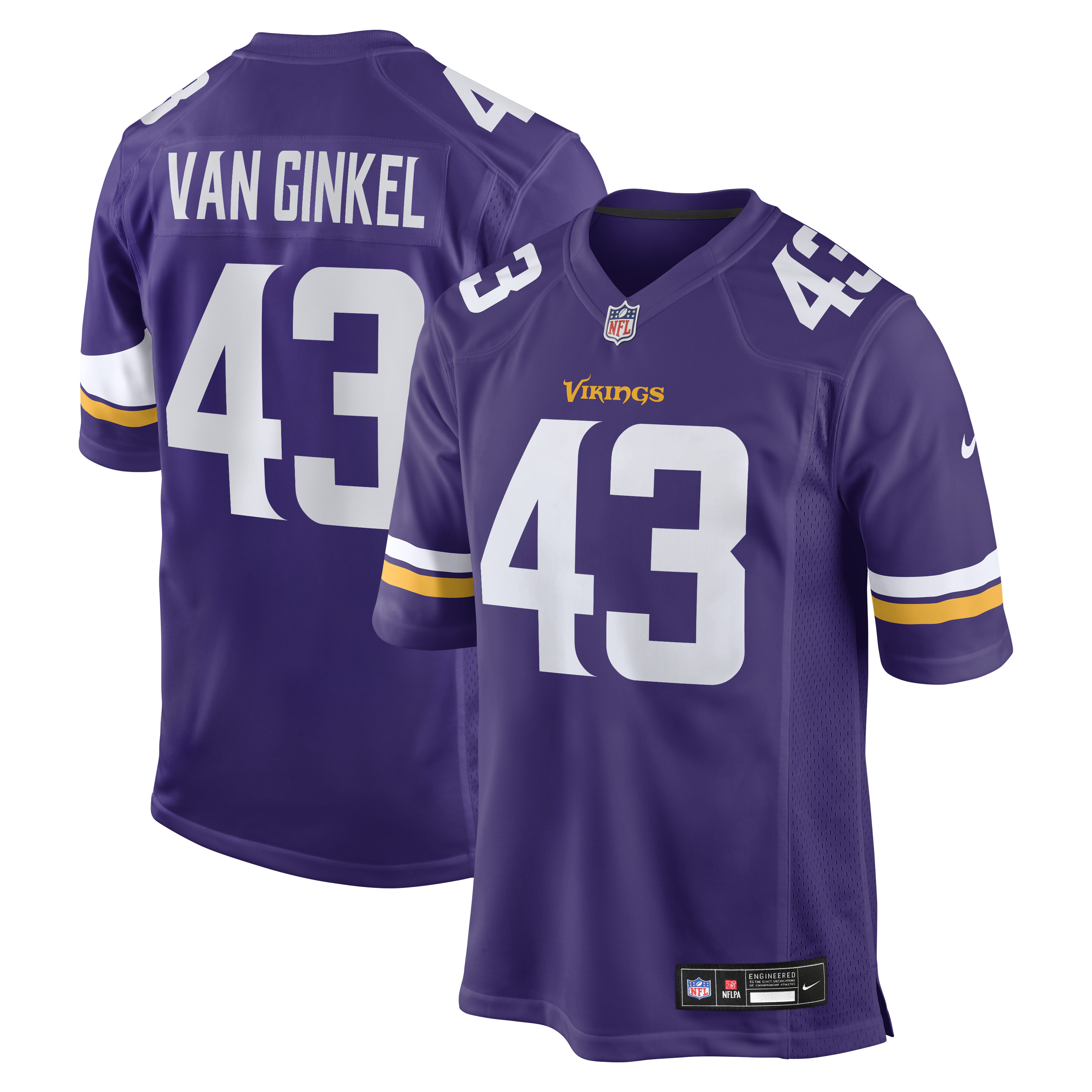 Custom Andrew Van Ginkel Minnesota Vikings Game Jersey Purple