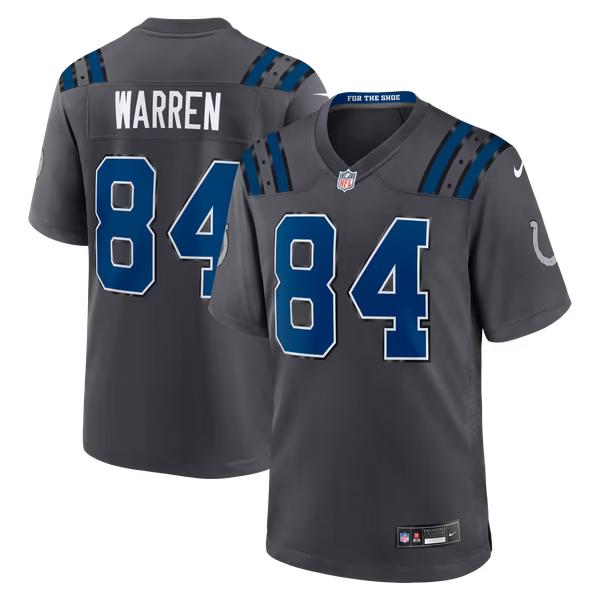 Tyler Warren Indianapolis Colts Nike 2026 Rivalries Collection Game Jersey - Anthracite