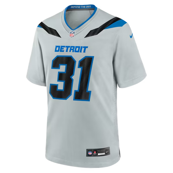 Kerby Joseph Detroit Lions Nike 2026 Rivalries Collection Game Jersey - Silver