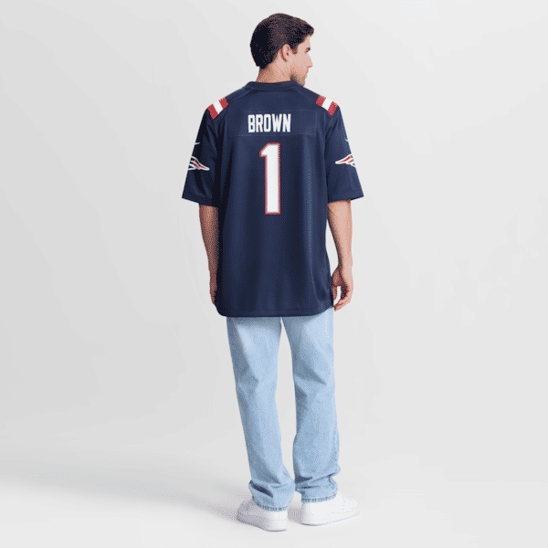 Custom A.J. Brown New England Patriots Game Jersey Navy