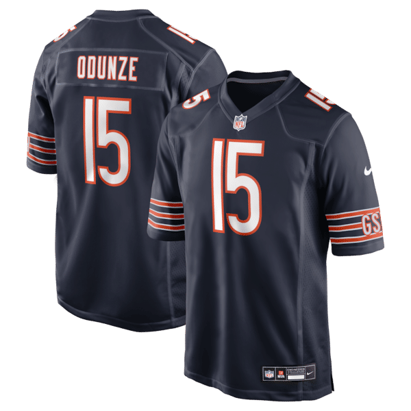 Custom Rome Odunze Chicago Bears Game Jersey Navy