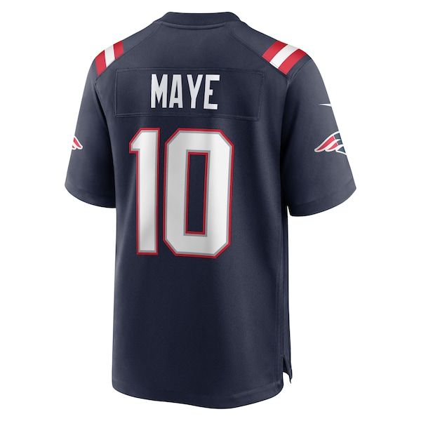 Custom Drake Maye New England Patriots Game Jersey Navy