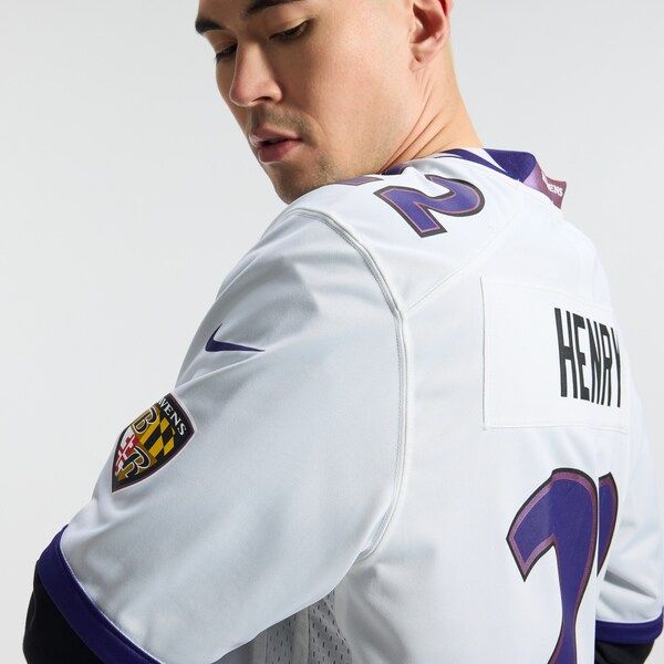 Custom Derrick Henry Baltimore Ravens Game Jersey White