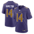 Custom Kyle Hamilton Baltimore Ravens Alternate Game Jersey Purple