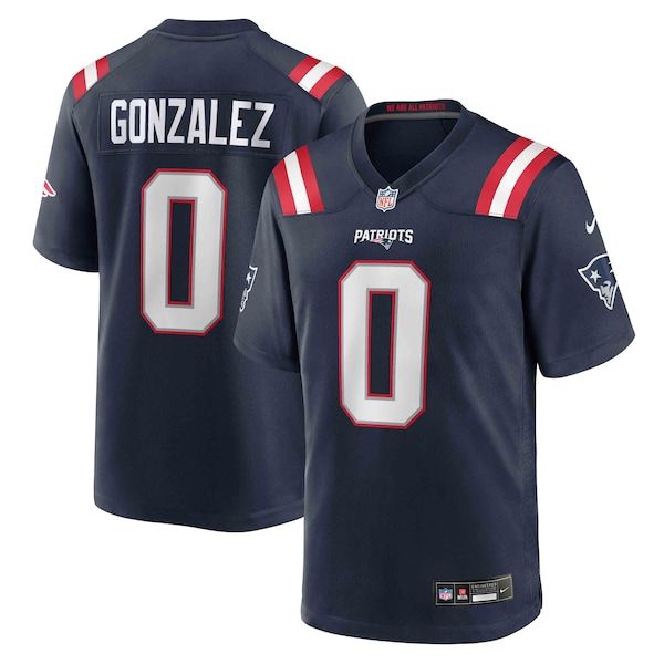 Custom Christian Gonzalez New England Patriots Game Jersey Navy