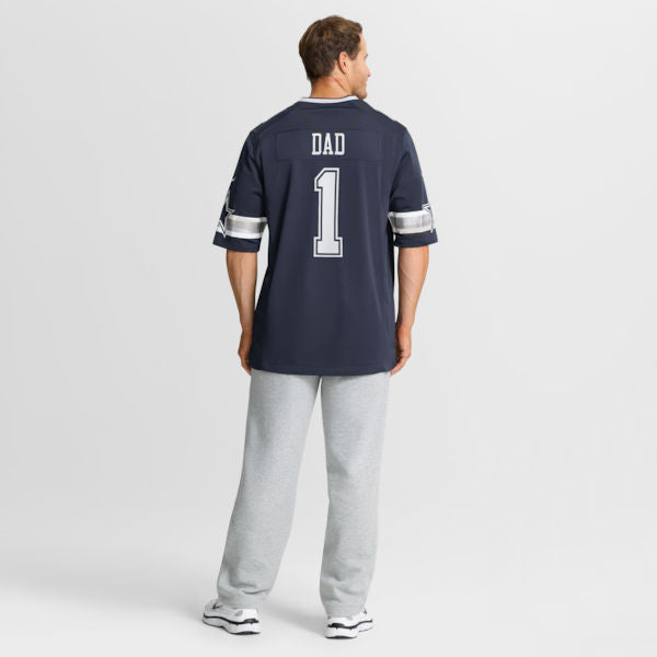 Custom Number 1 Dad Dallas Cowboys Game Jersey Navy