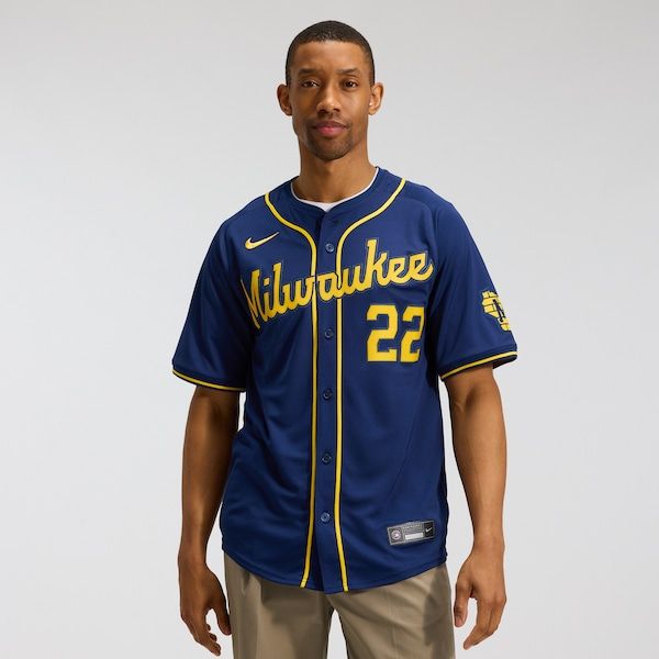 Custom Christian Yelich Milwaukee Brewers Alternate Limited Jersey Navy