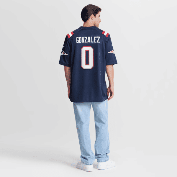 Custom Christian Gonzalez New England Patriots Game Jersey Navy