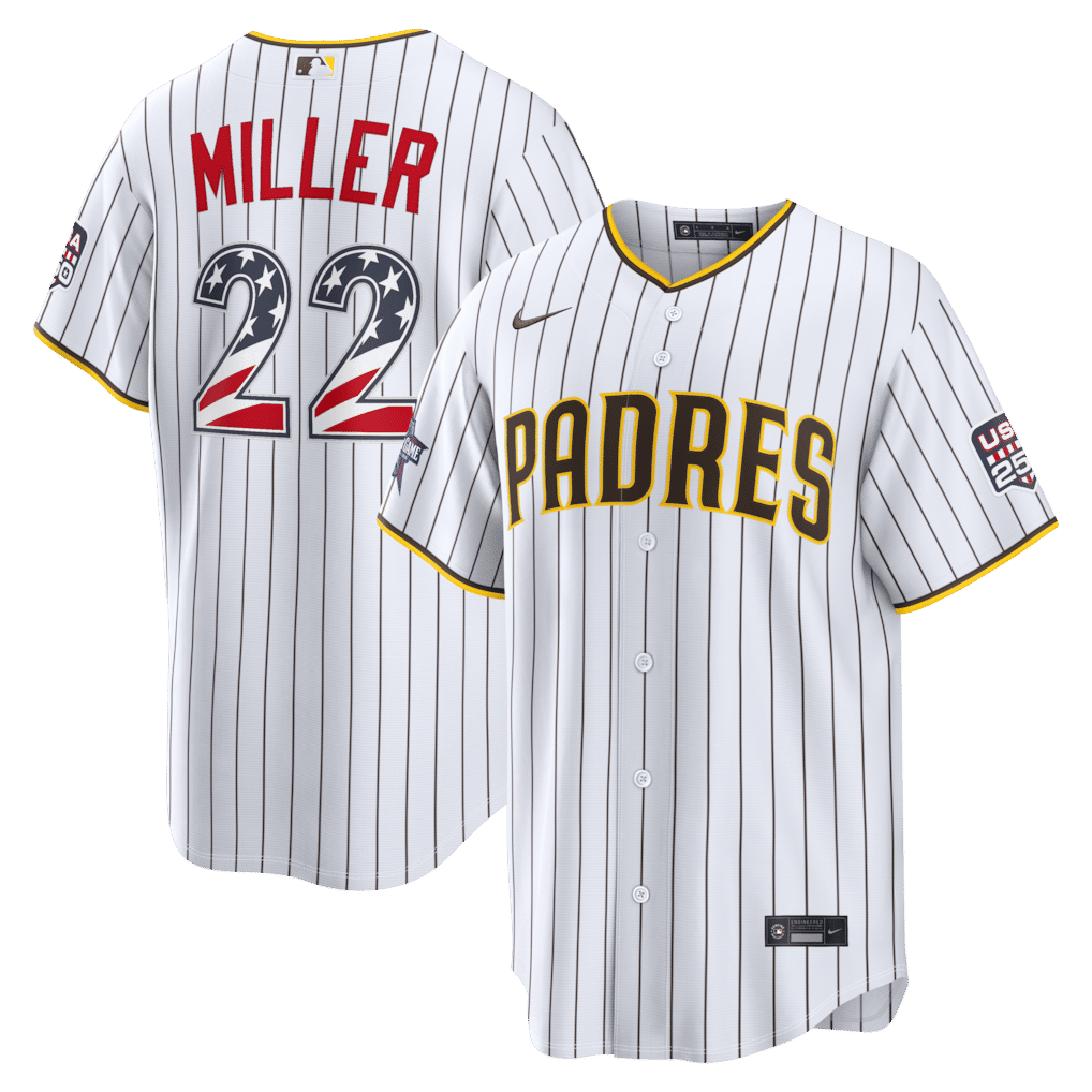 Custom Mason Miller San Diego Padres 2026 All-Star Edition Stars & Stripes Stadium Jersey White
