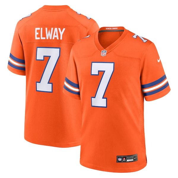 Custom John Elway Denver Broncos Mile High Collection 1977 Throwback Retired Player Game Jersey Orange