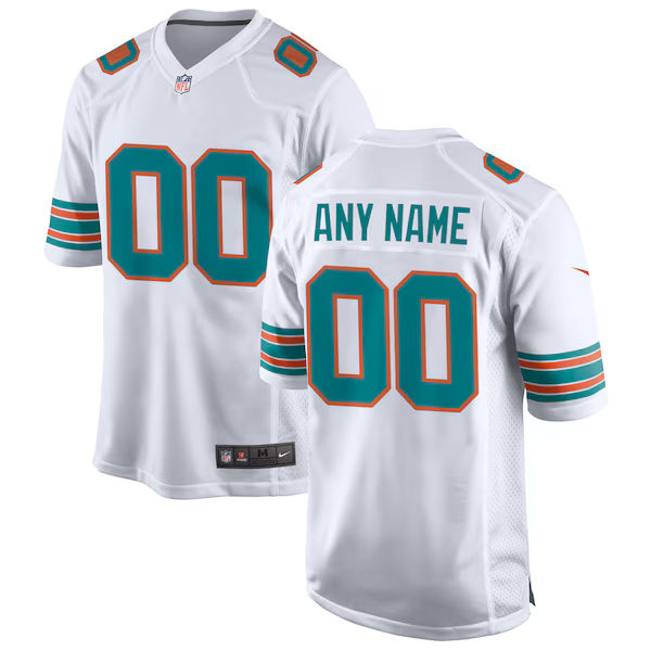 Custom Miami Dolphins Alternate Custom Game Jersey White