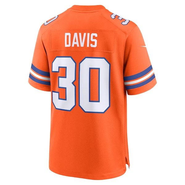 Custom Terrell Davis Denver Broncos Mile High Collection 1977 Throwback Retired Player Game Jersey Orange