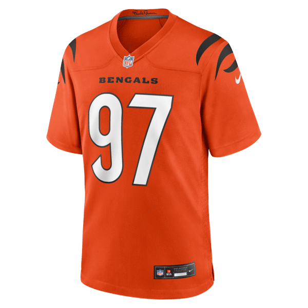 Custom Dexter Lawrence II Cincinnati Bengals Alternate Game Jersey Orange