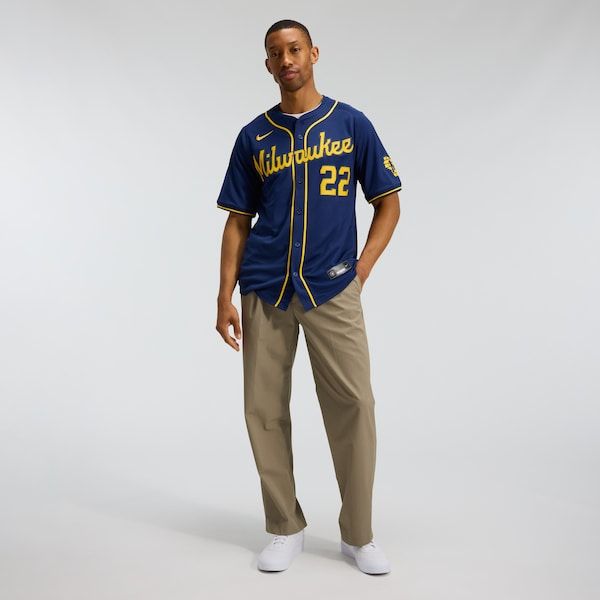 Custom Christian Yelich Milwaukee Brewers Alternate Limited Jersey Navy