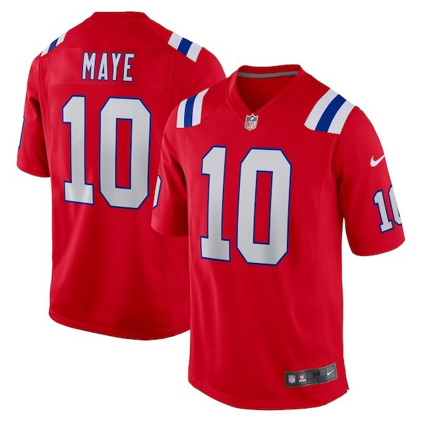 Custom Drake Maye New England Patriots Game Jersey Red