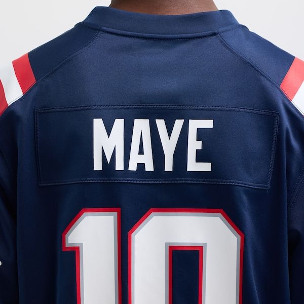 Custom Drake Maye New England Patriots Game Jersey Navy