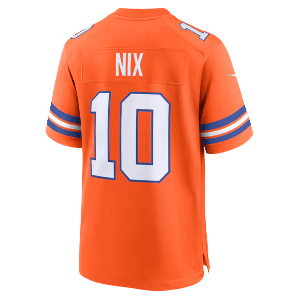 Custom Bo Nix Denver Broncos Mile High Collection 1977 Throwback Game Jersey Orange