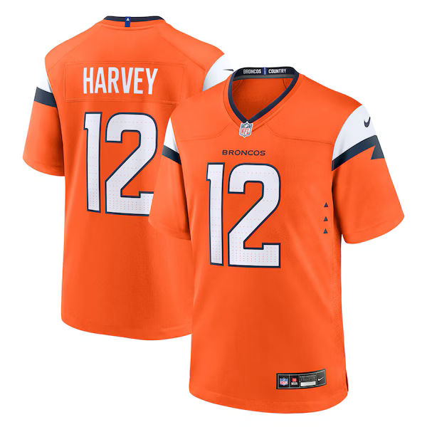 Custom RJ Harvey Denver Broncos Game Jersey Orange