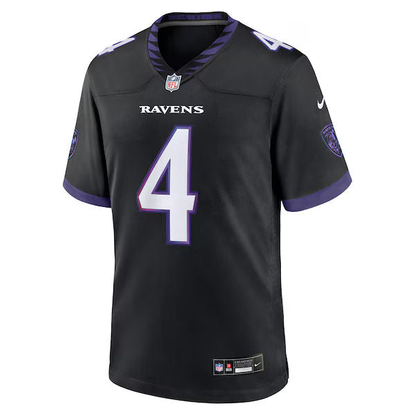 Custom Zay Flowers Baltimore Ravens Alternate Game Jersey Black