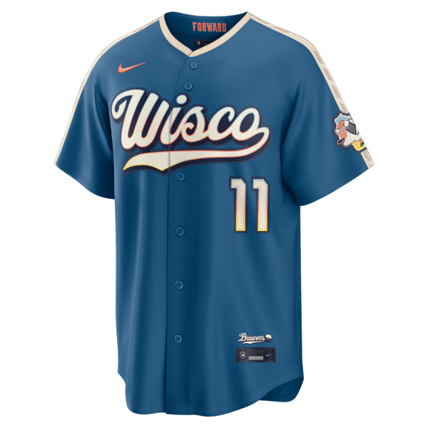 Custom Jackson Chourio Milwaukee Brewers 2026 City Connect Stadium Jersey Mineral Blue