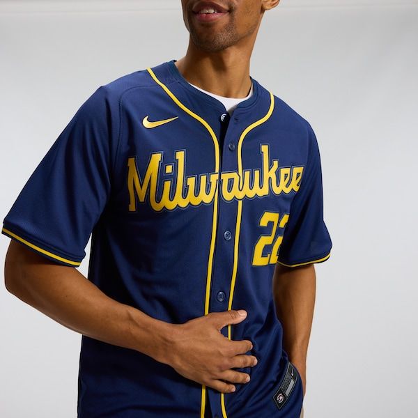 Custom Christian Yelich Milwaukee Brewers Alternate Limited Jersey Navy