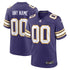 Custom Minnesota Vikings Custom Game Jersey Purple